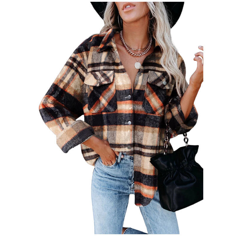 Womens Flannel Plaid Button Down Shirts Boyfriend Oversized Blouses Tops Coats Shacket