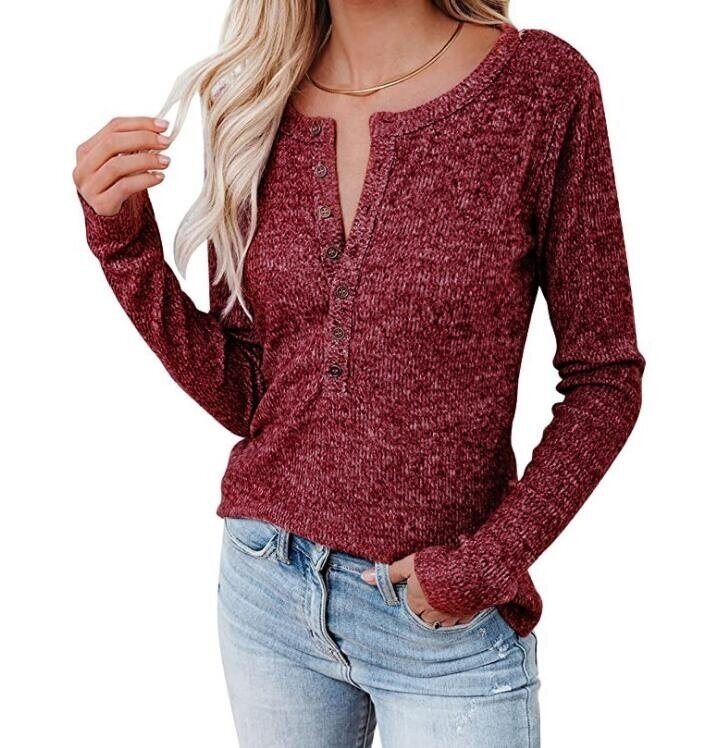 V-neck Button Down Knit Sweater