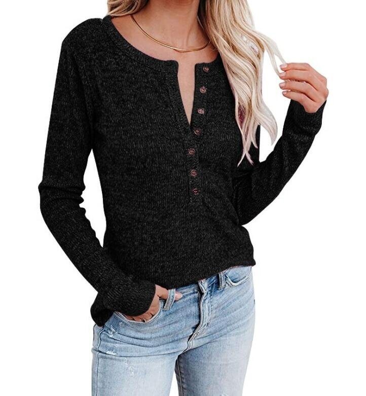 V-neck Button Down Knit Sweater