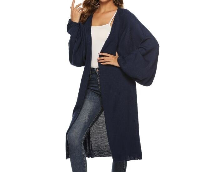 Women Sweater Casual Bat Sleeve Sweater Long Cardigan