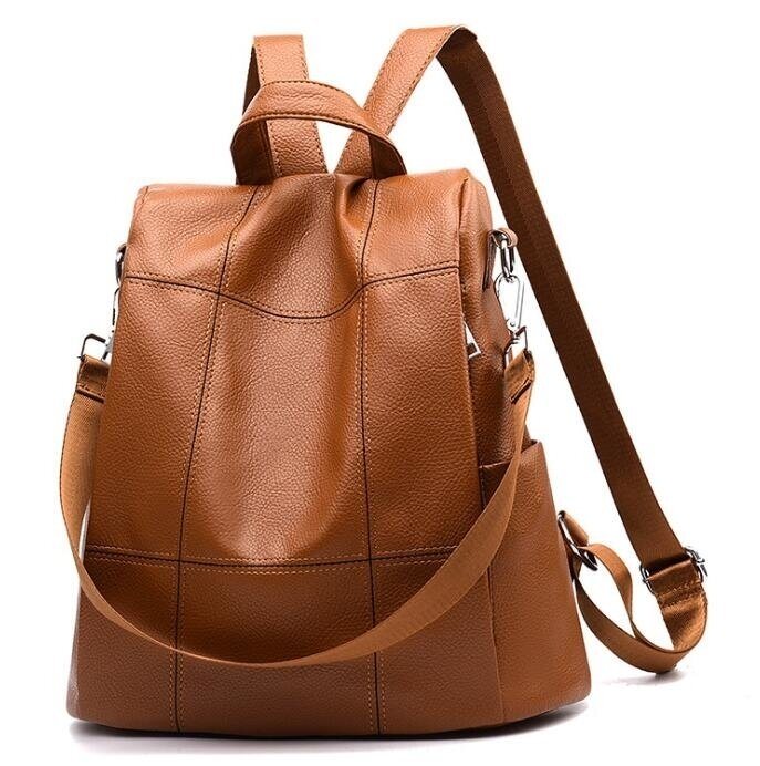 Men Backpack Vintage Leather CrossBody Sling Bag Large Capacity Casual Backpack