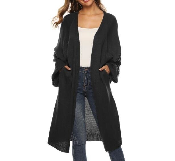 Women Sweater Casual Bat Sleeve Sweater Long Cardigan