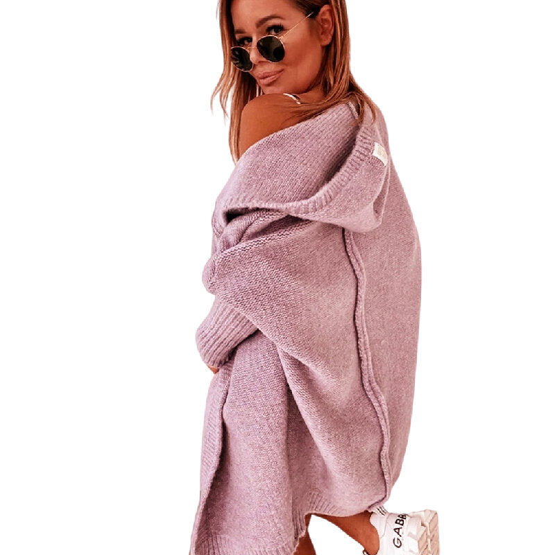 Women Batwing Sleeve Oversized Hooded Sweater Cardigan