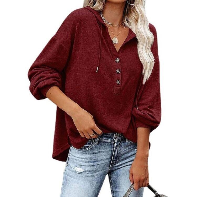 Lace Up Hoodeis Long Sleeve Shirt Tops