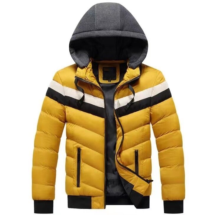 Men's Zipper Drawstring Hooded Cotton Coat