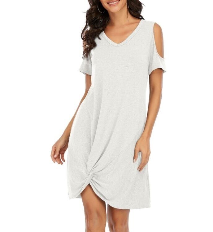 Women Short Sleeve Strapless T Shirt Dress