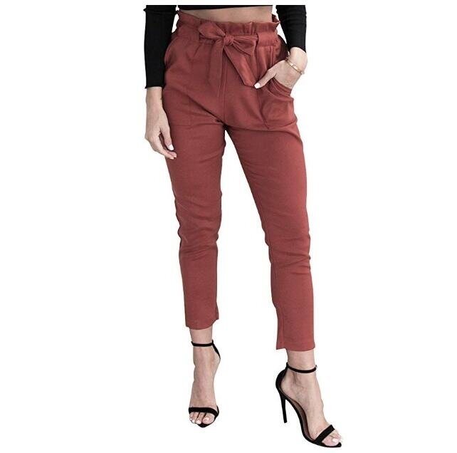 Women Casual Pants Loose High Waist Stretchy Skinny Slim Long Pants