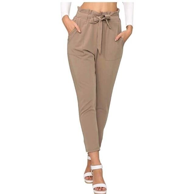 Women Casual Pants Loose High Waist Stretchy Skinny Slim Long Pants