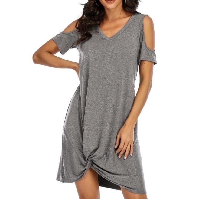 Women Short Sleeve Strapless T Shirt Dress