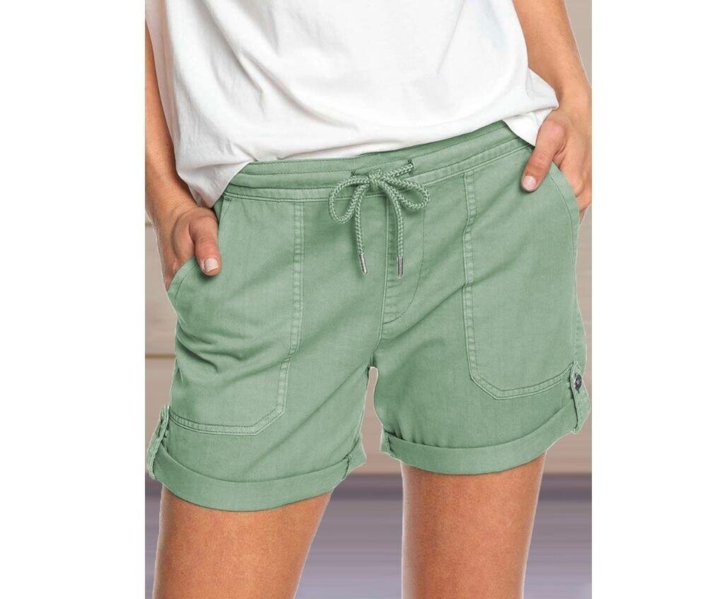 Drawstring Elastic Waist Cotton Shorts with Pockets (S-XL)