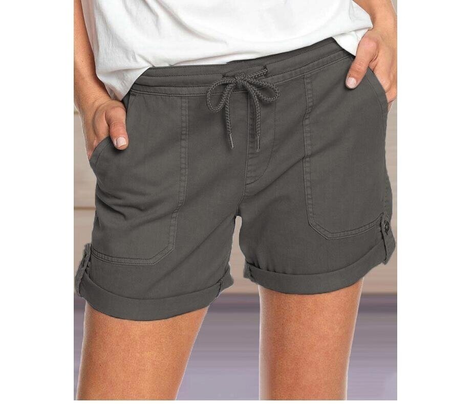 Drawstring Elastic Waist Cotton Shorts with Pockets (S-XL)