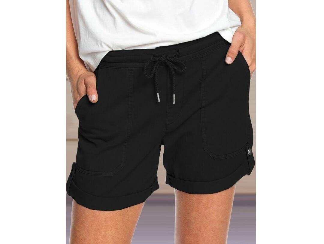 Drawstring Elastic Waist Cotton Shorts with Pockets (S-XL)