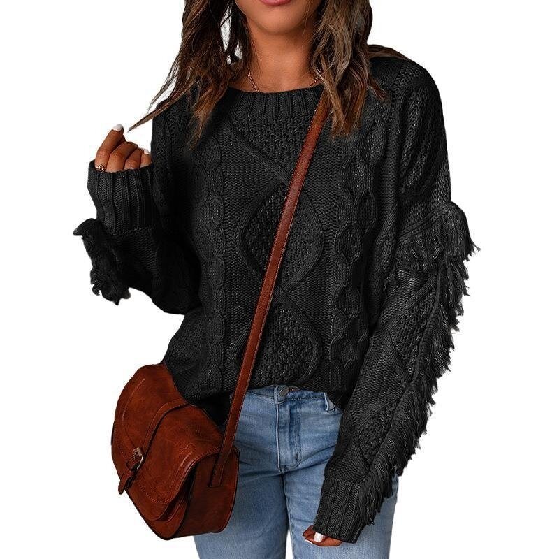 Women's Loose Tassel Pullover Knitted Sweatert Top