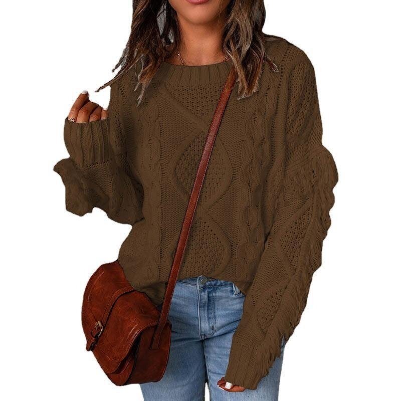 Women's Loose Tassel Pullover Knitted Sweatert Top