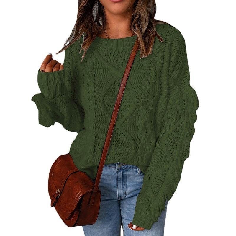 Women's Loose Tassel Pullover Knitted Sweatert Top