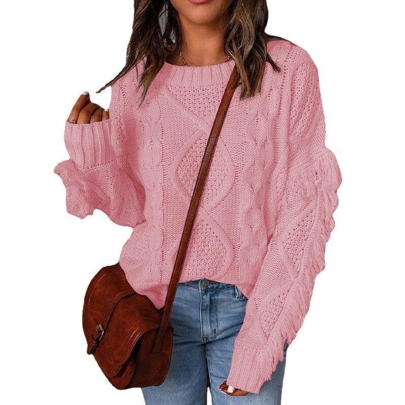 Women's Loose Tassel Pullover Knitted Sweatert Top