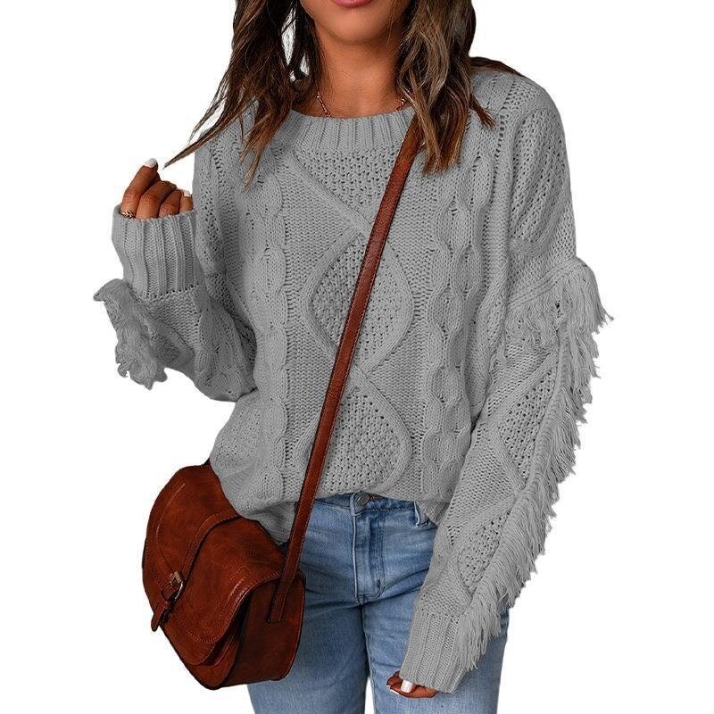 Women's Loose Tassel Pullover Knitted Sweatert Top