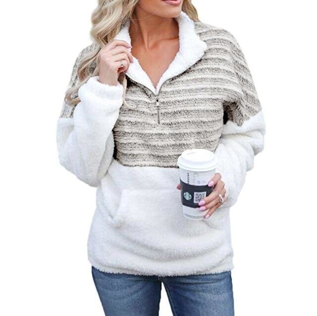 Women's Cozy Oversize Fluffy Fleece Sweatshirt Pullover Outwear