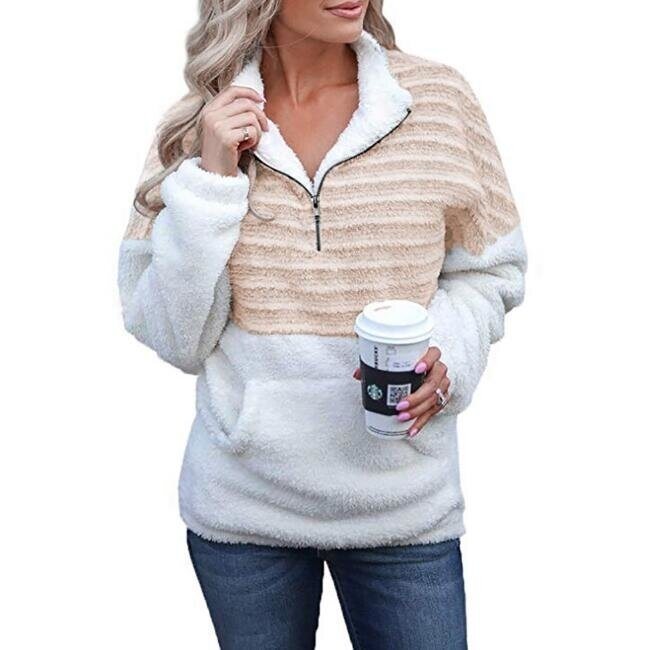 Women's Cozy Oversize Fluffy Fleece Sweatshirt Pullover Outwear