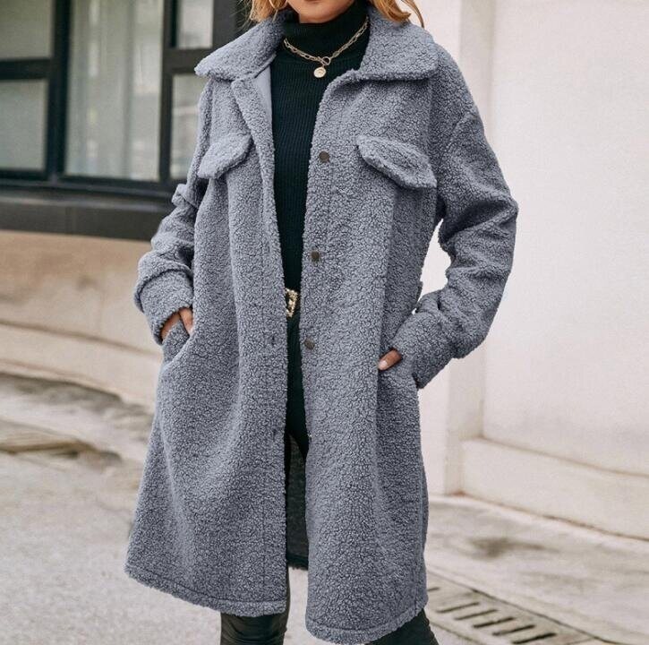 Lapel Sherpa Belt Oversized Coat Jacket