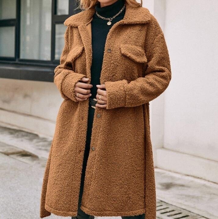 Lapel Sherpa Belt Oversized Coat Jacket