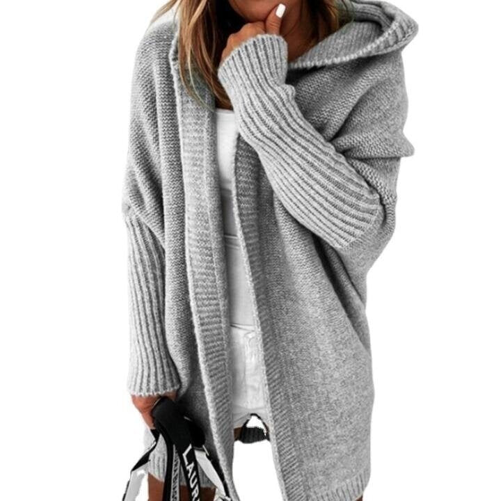 Hooded Bat sleeve Sweater Cardigan