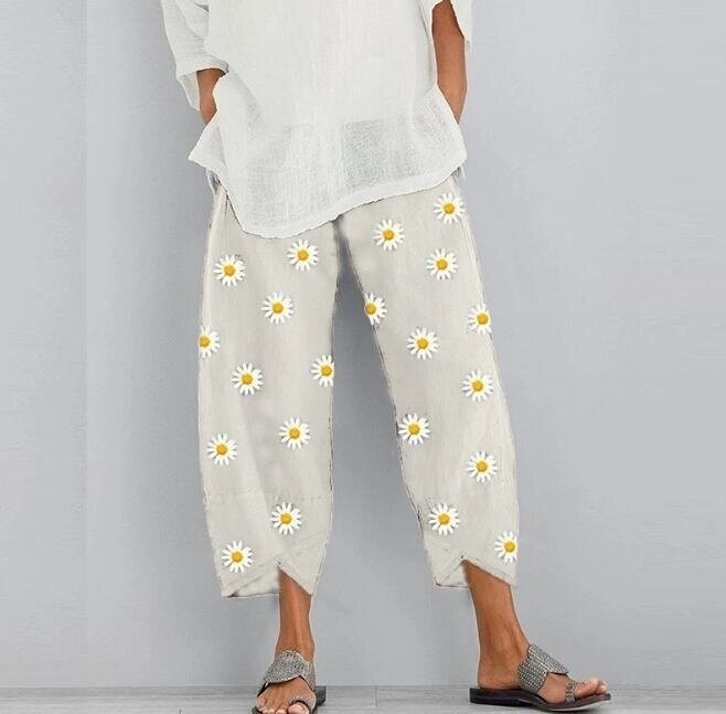 Linen Pants Capris Cropped Tapered Trousers