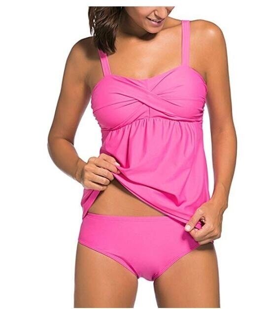 Women's Summer Swimwear Two Pieces Tankini Set Bikini Bottoms Swimsuit