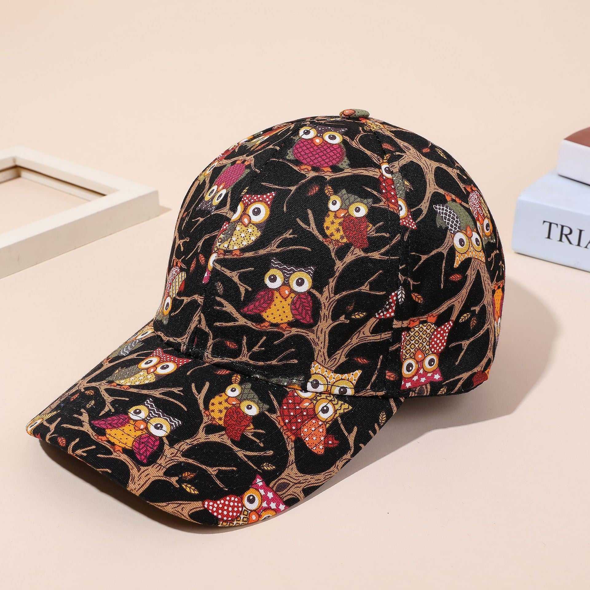 Creative new cartoon pattern baseball cap men and women casual sun hat owl print peaked cap spring and summer