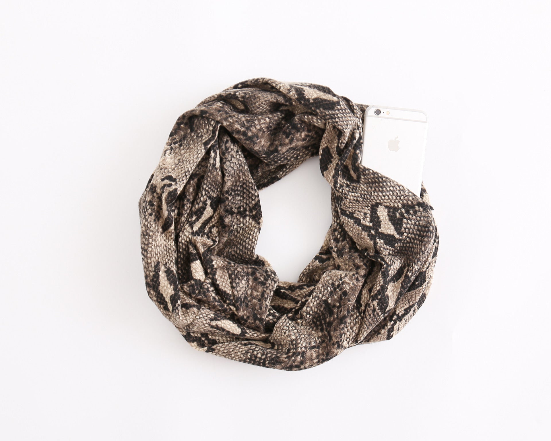 Leopard Snake Print Scarf with Zipper Pocket European and American Fashion Accessories Scarf