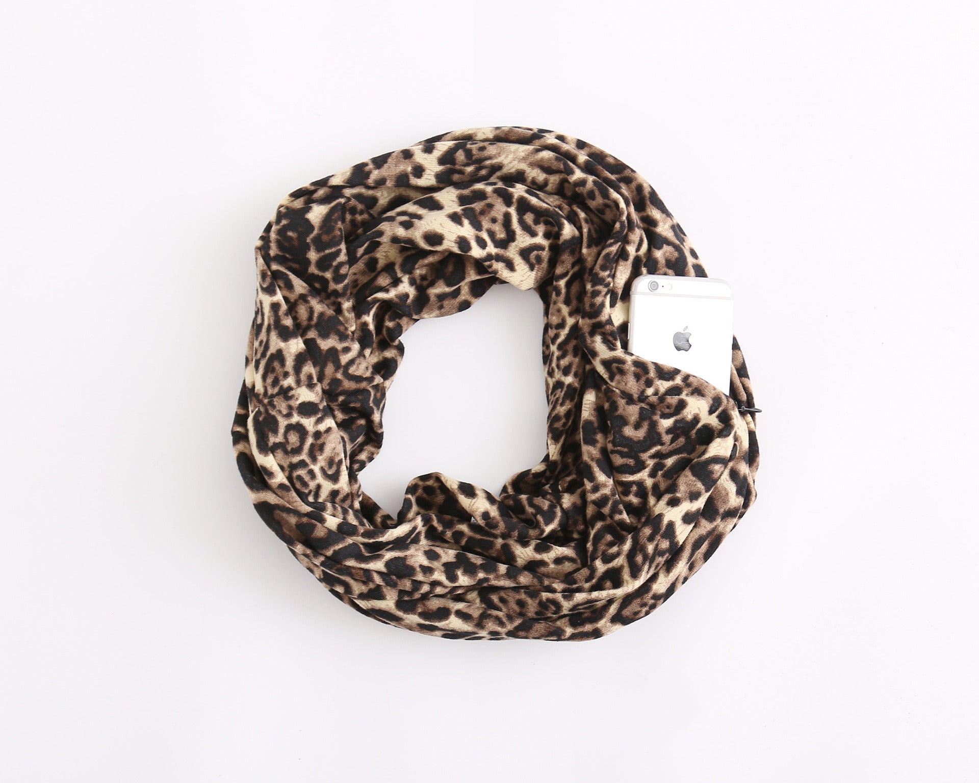 Leopard Snake Print Scarf with Zipper Pocket European and American Fashion Accessories Scarf