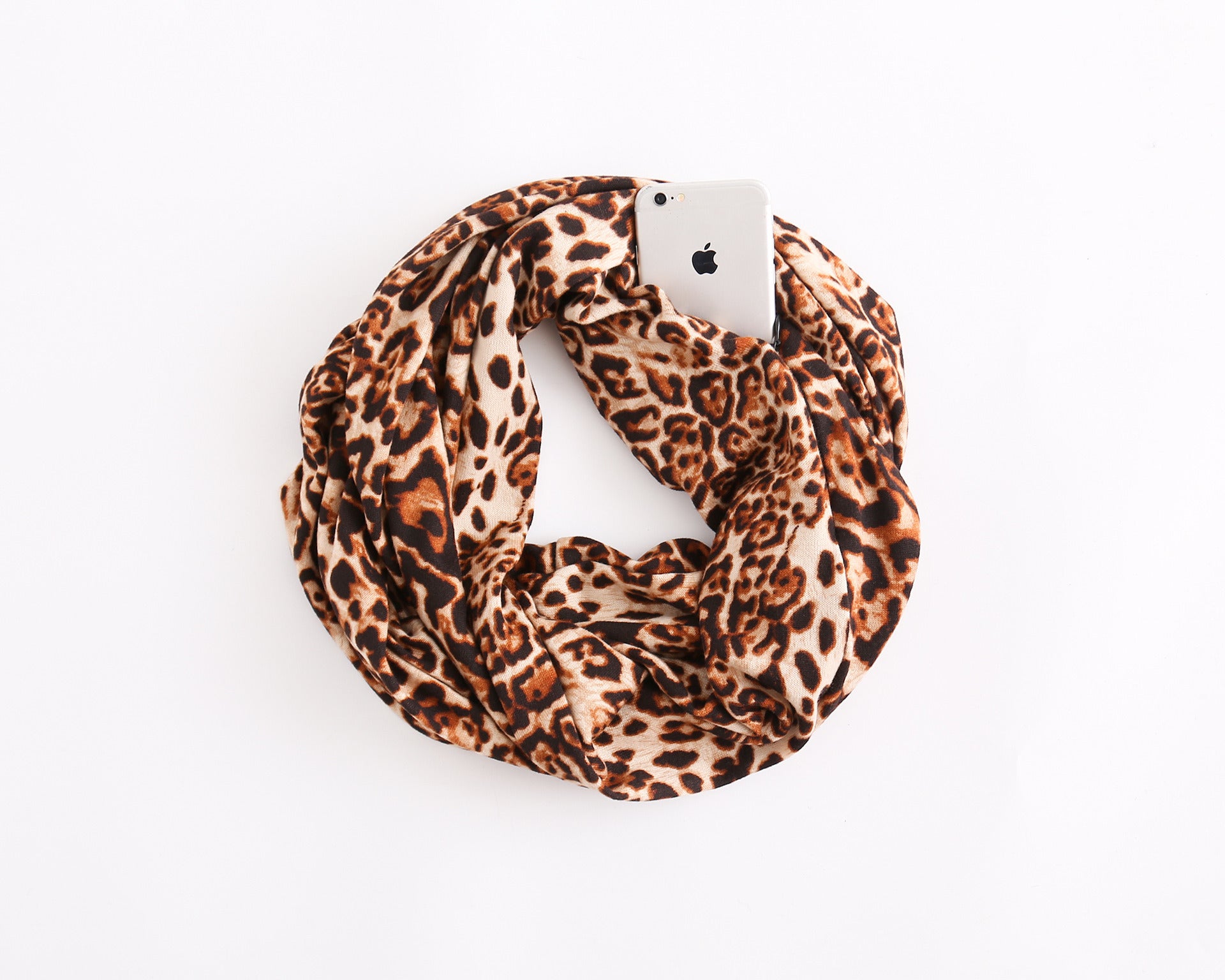 Leopard Snake Print Scarf with Zipper Pocket European and American Fashion Accessories Scarf