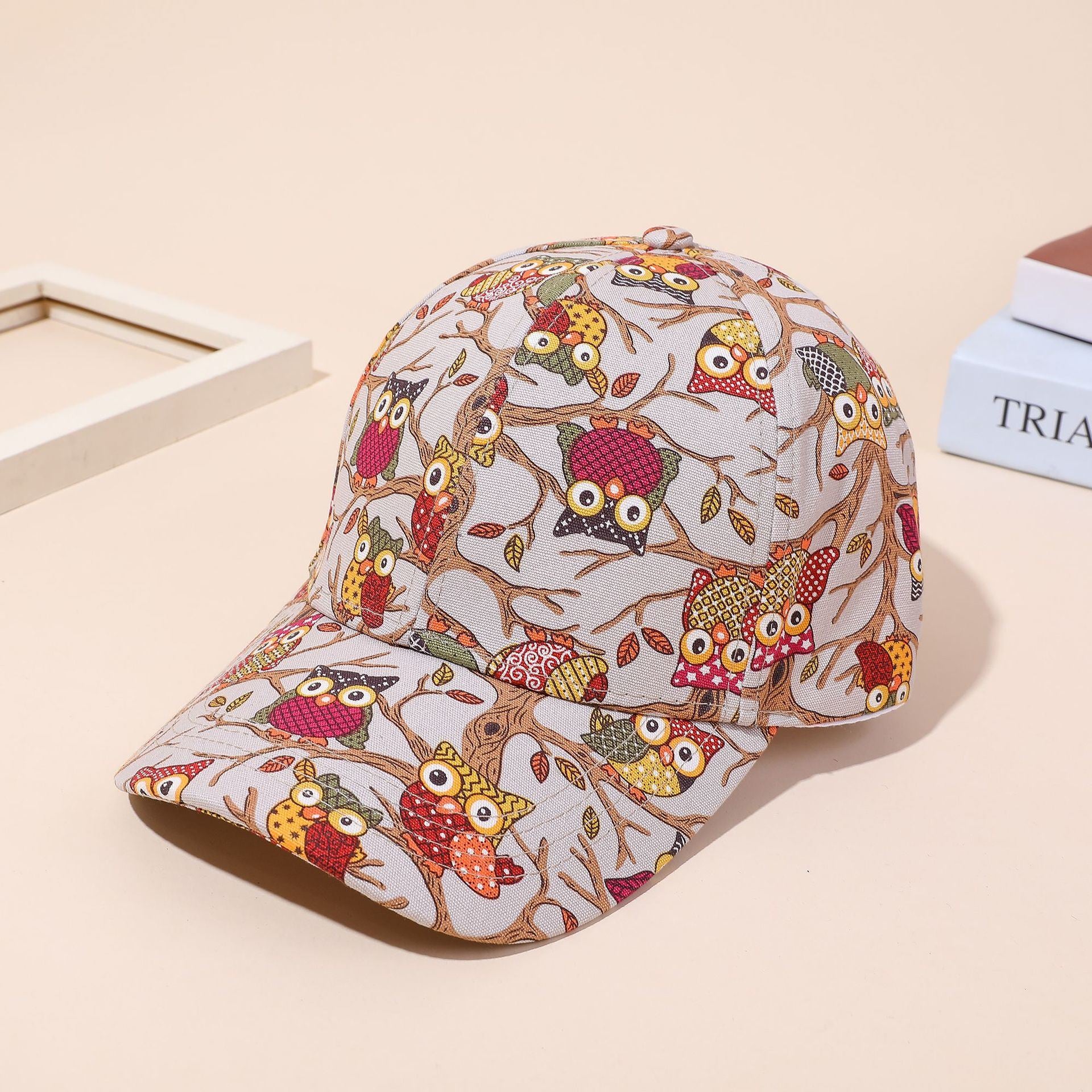 Creative new cartoon pattern baseball cap men and women casual sun hat owl print peaked cap spring and summer