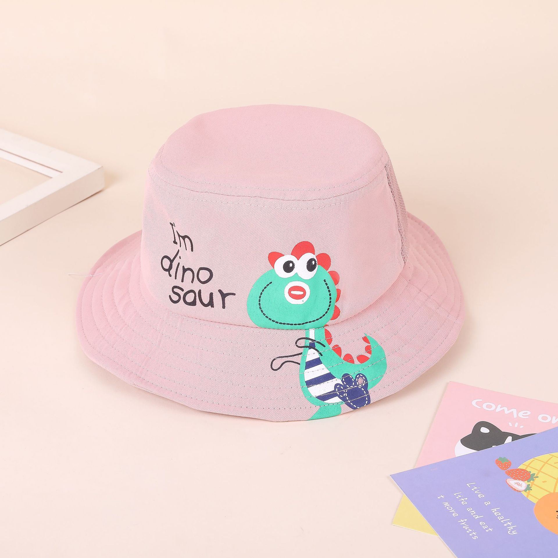 Children's spring, summer and autumn fisherman hat baby cute dinosaur basin hat boy summer big brim sunshade Korean version