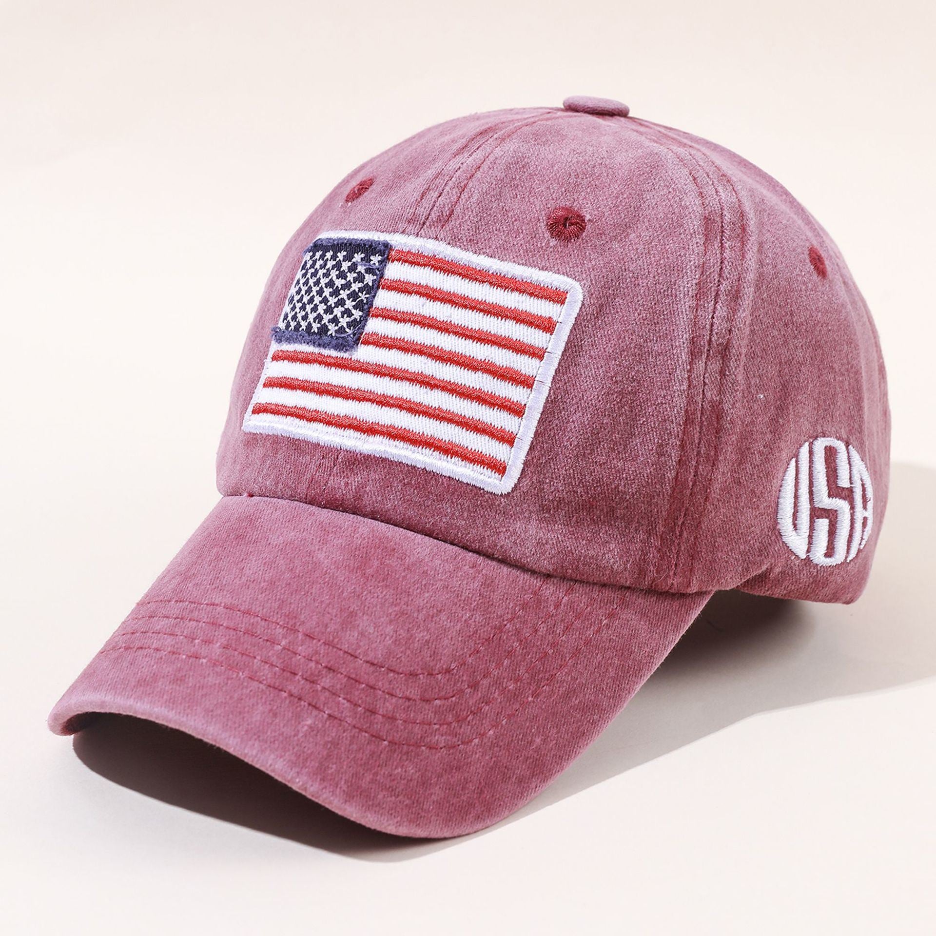 New baseball hat washed and made old letters peaked cap tide men and women American flag cotton multicolor hat