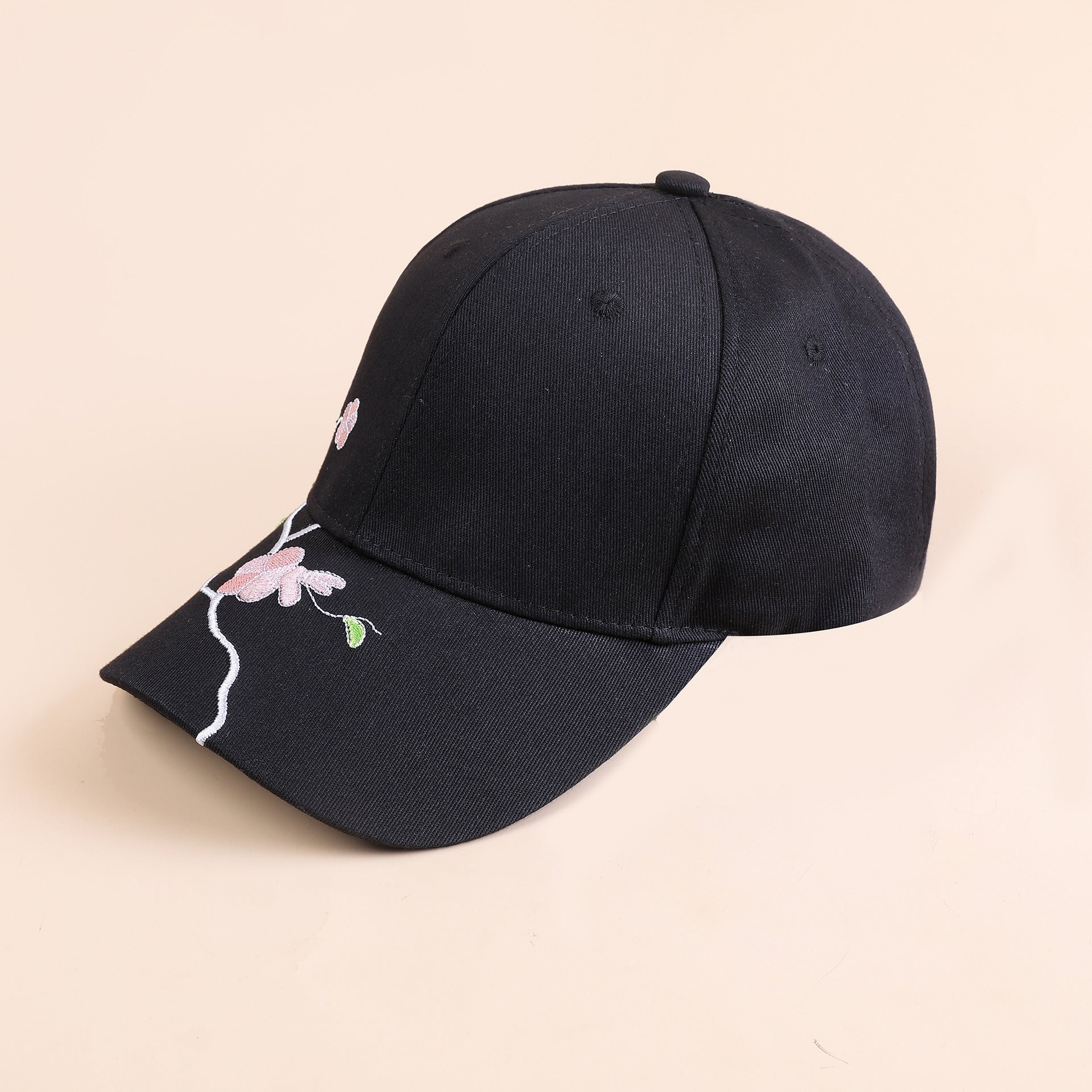 Korean version fashion embroidered plum baseball cap women's pink hat sunshade curved brim hat trendy spring new