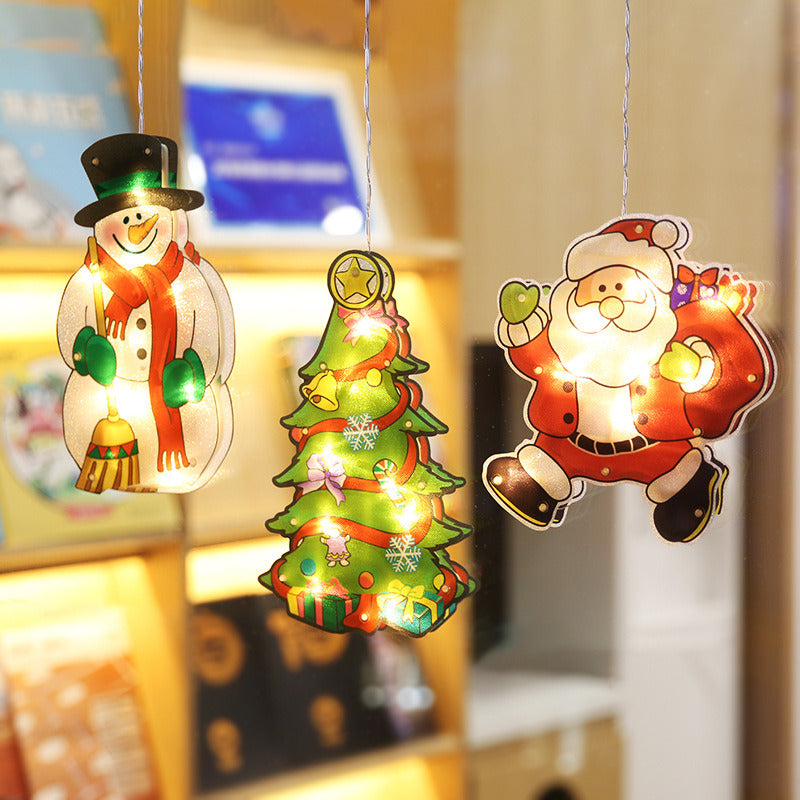 Led Sucker Window Hanging Lights Christmas Decoration Shop Atmosphere Scene Layout Holiday Decoration Lights