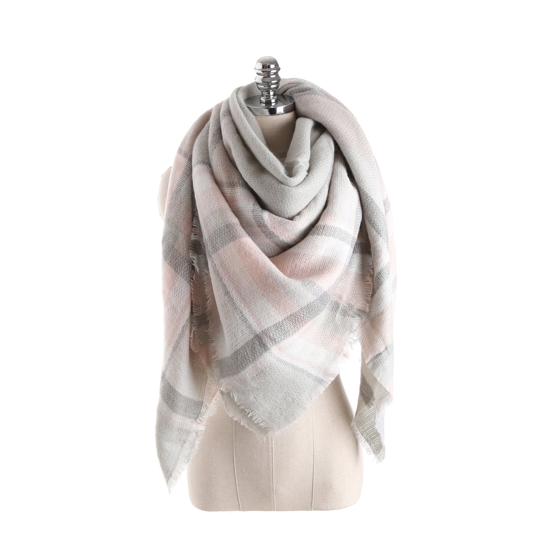 Winter dual-use long shawl British plaid contrast color imitation cashmere large square