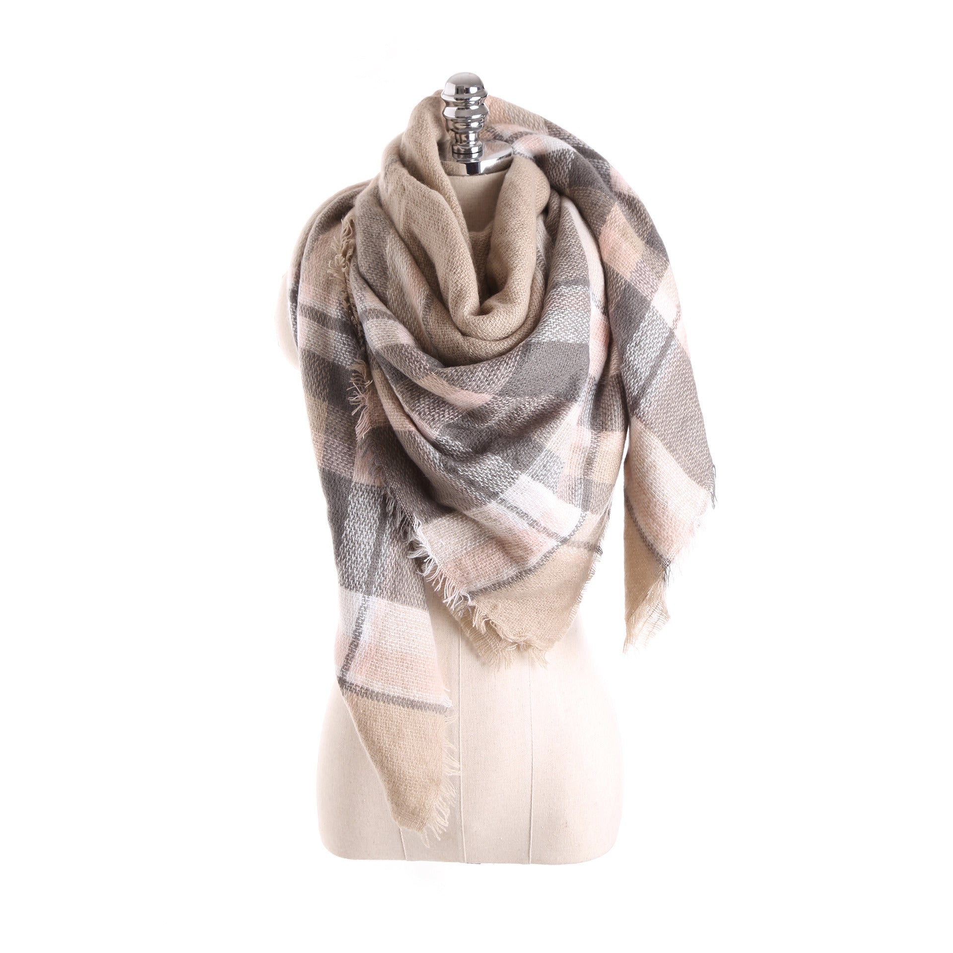 Winter dual-use long shawl British plaid contrast color imitation cashmere large square