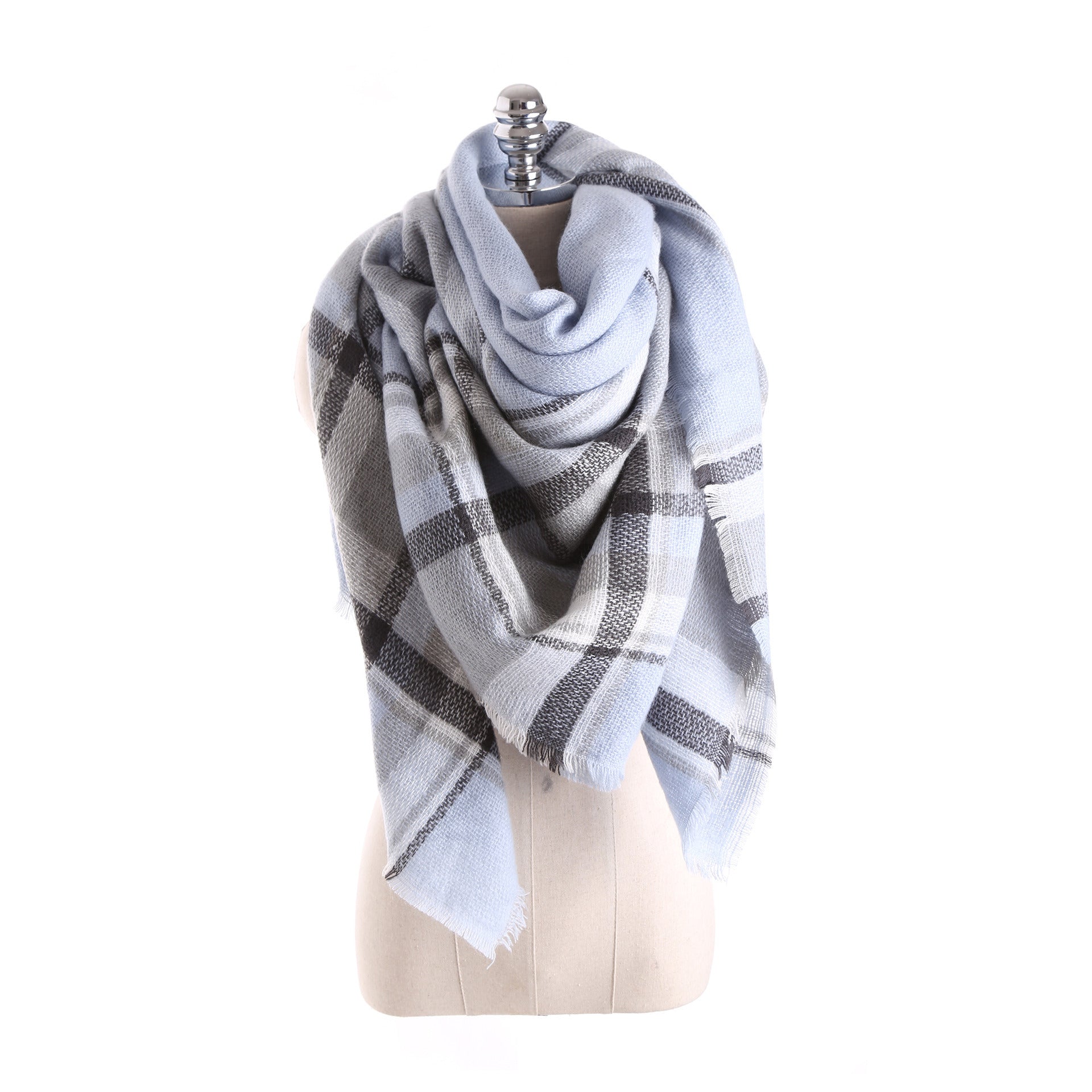 Winter dual-use long shawl British plaid contrast color imitation cashmere large square