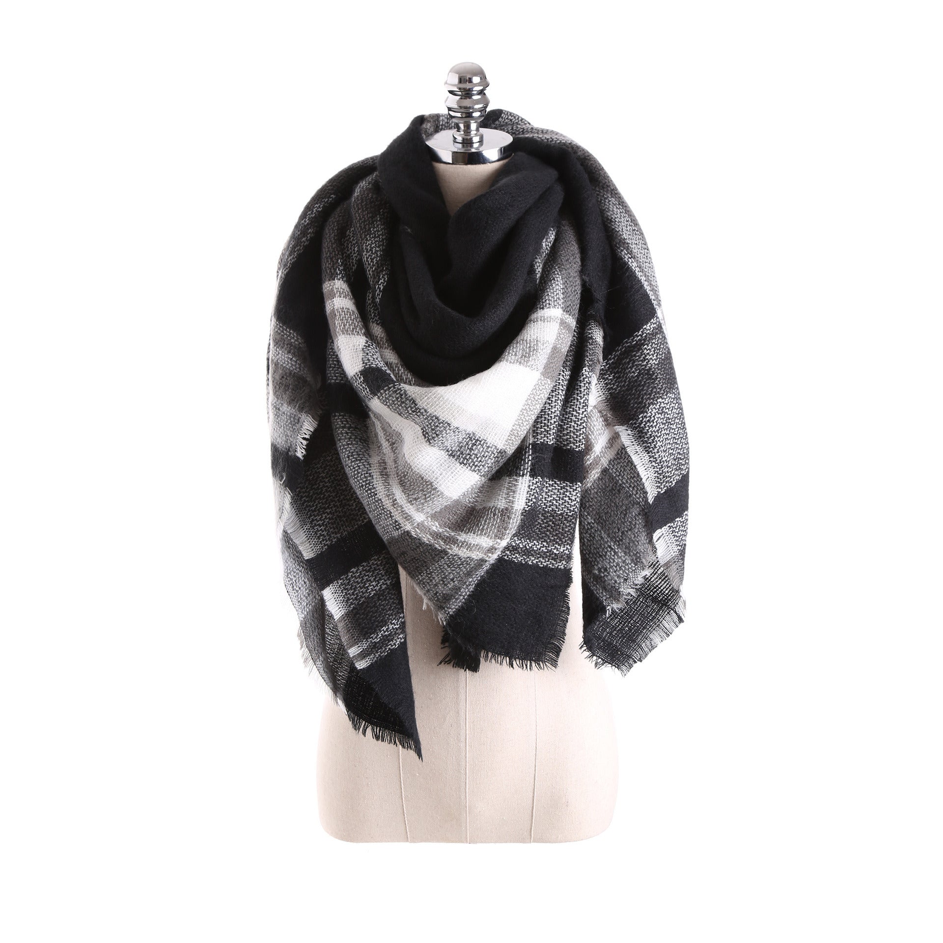 Winter dual-use long shawl British plaid contrast color imitation cashmere large square