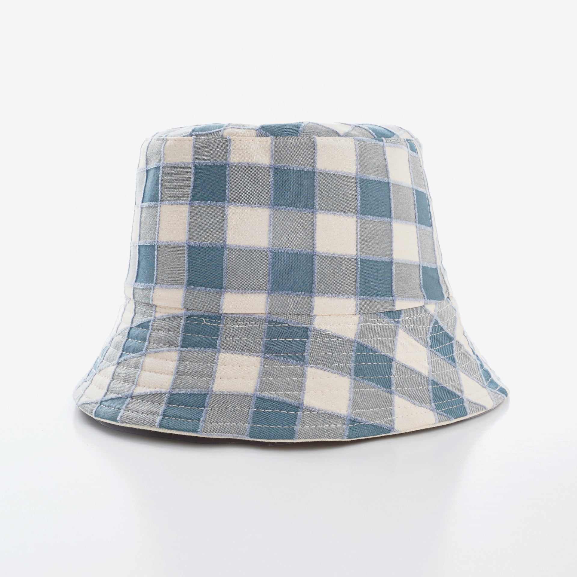 Hat women's trendy double-sided plaid fisherman hat casual basin hat summer sunshade good-looking fisherman hat