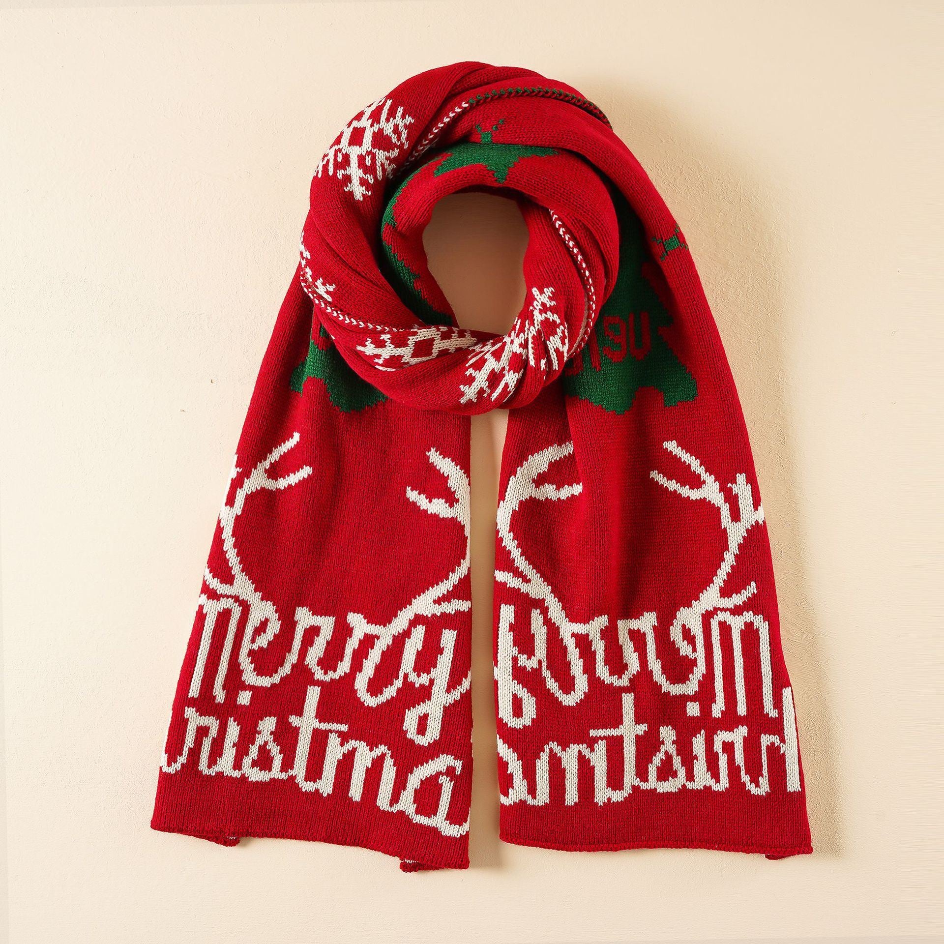 Christmas scarf female winter Korean version student wool knitting ins soft girl girl heart cute warm scarf