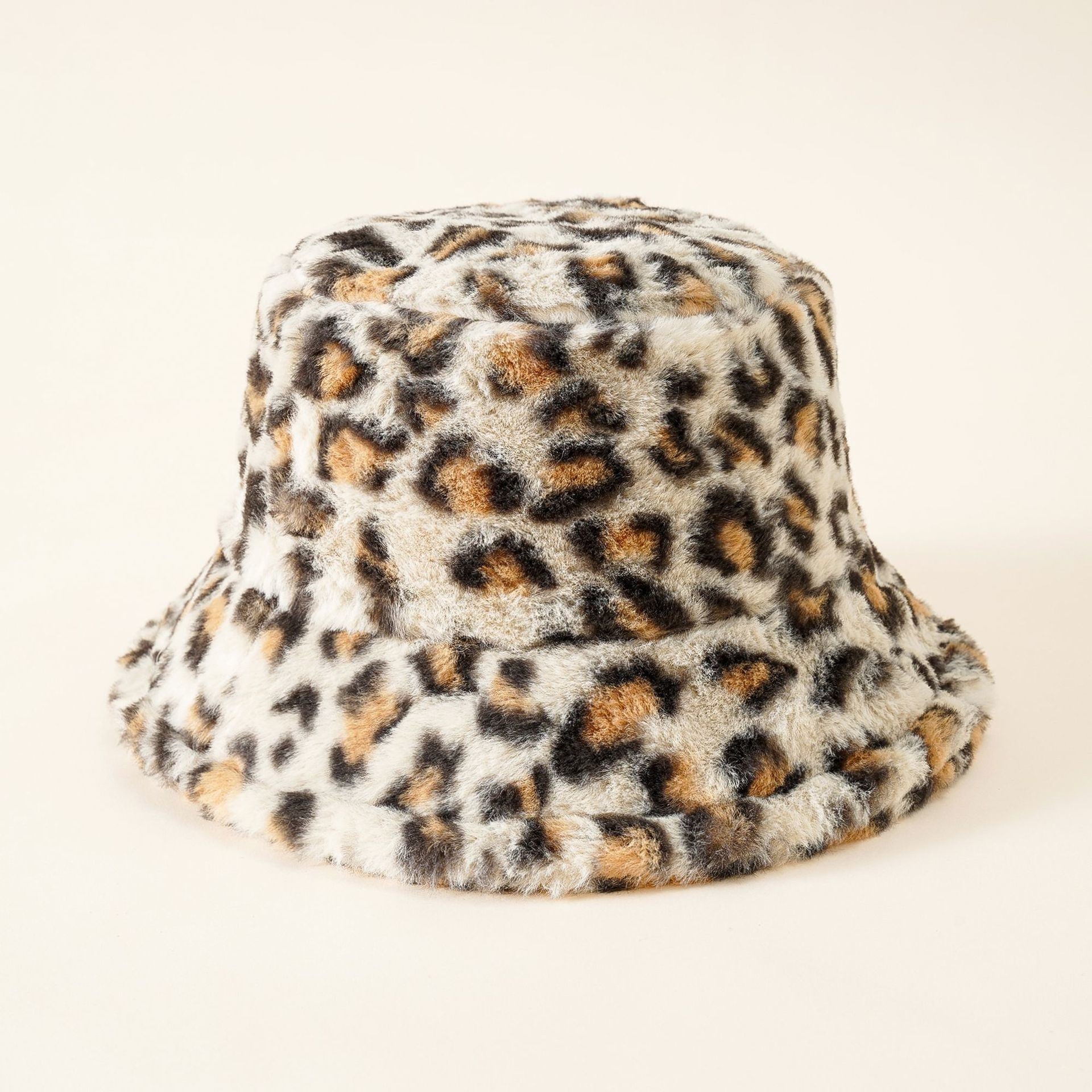 Net red fashionable plush fleece leopard fisherman hat female autumn and winter Korean version ins thickened warm basin hat tide