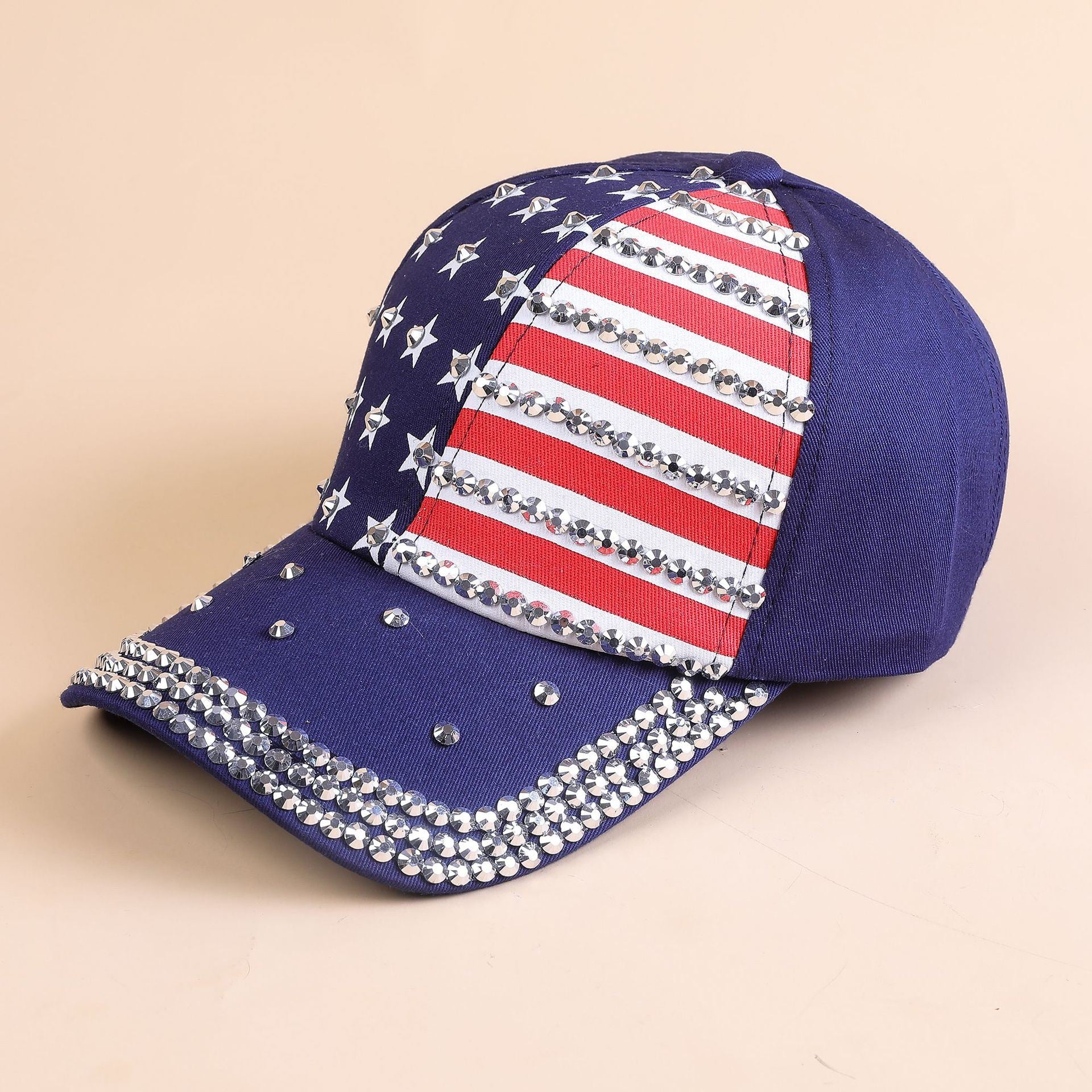 Foreign trade cross-border new summer American version of the tide American flag diamond-studded baseball cap sun hat men and women with the same style peaked cap