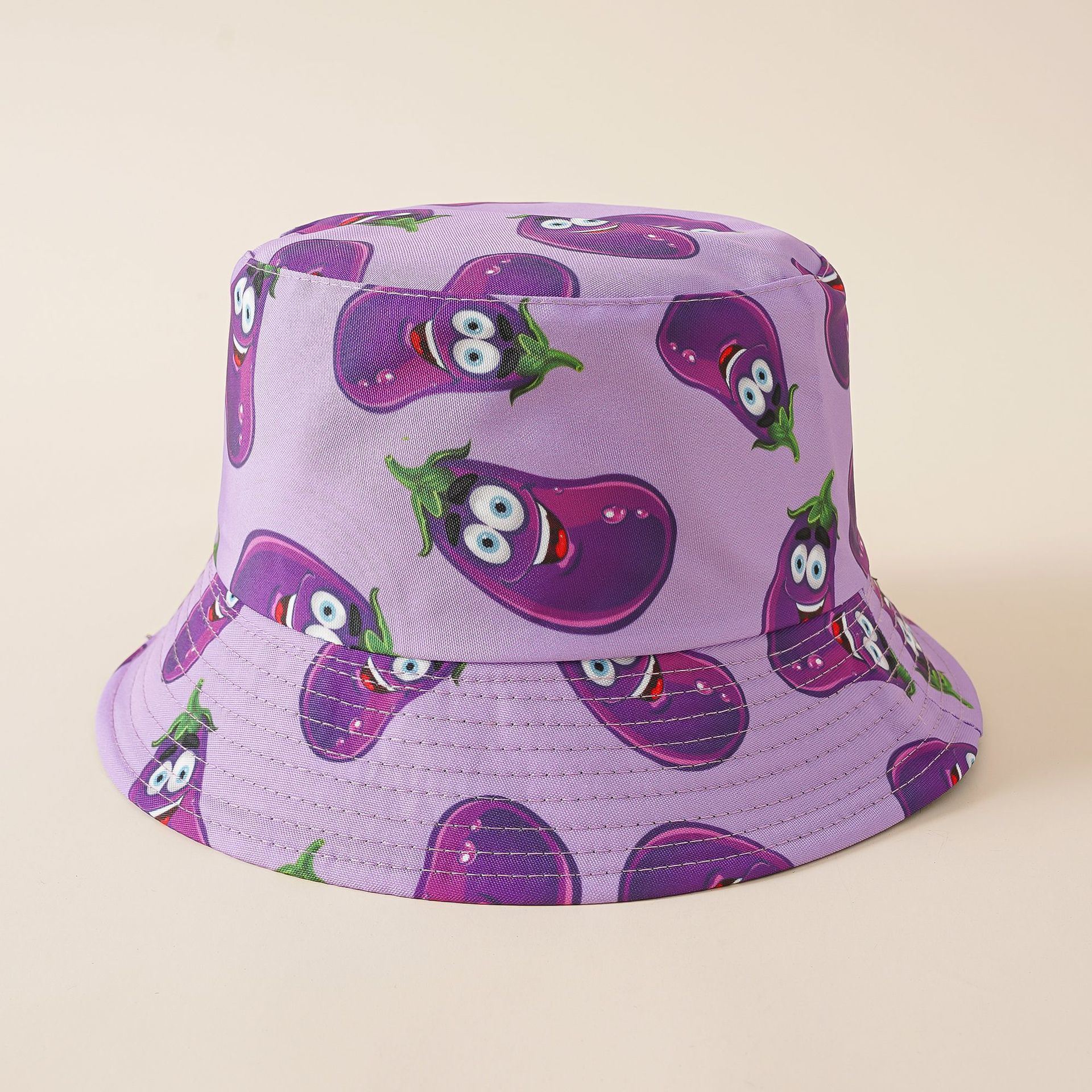 fisherman hat vegetable eggplant pattern hat tide double-sided wear European and American creative basin hat cover face breathable hat cartoon