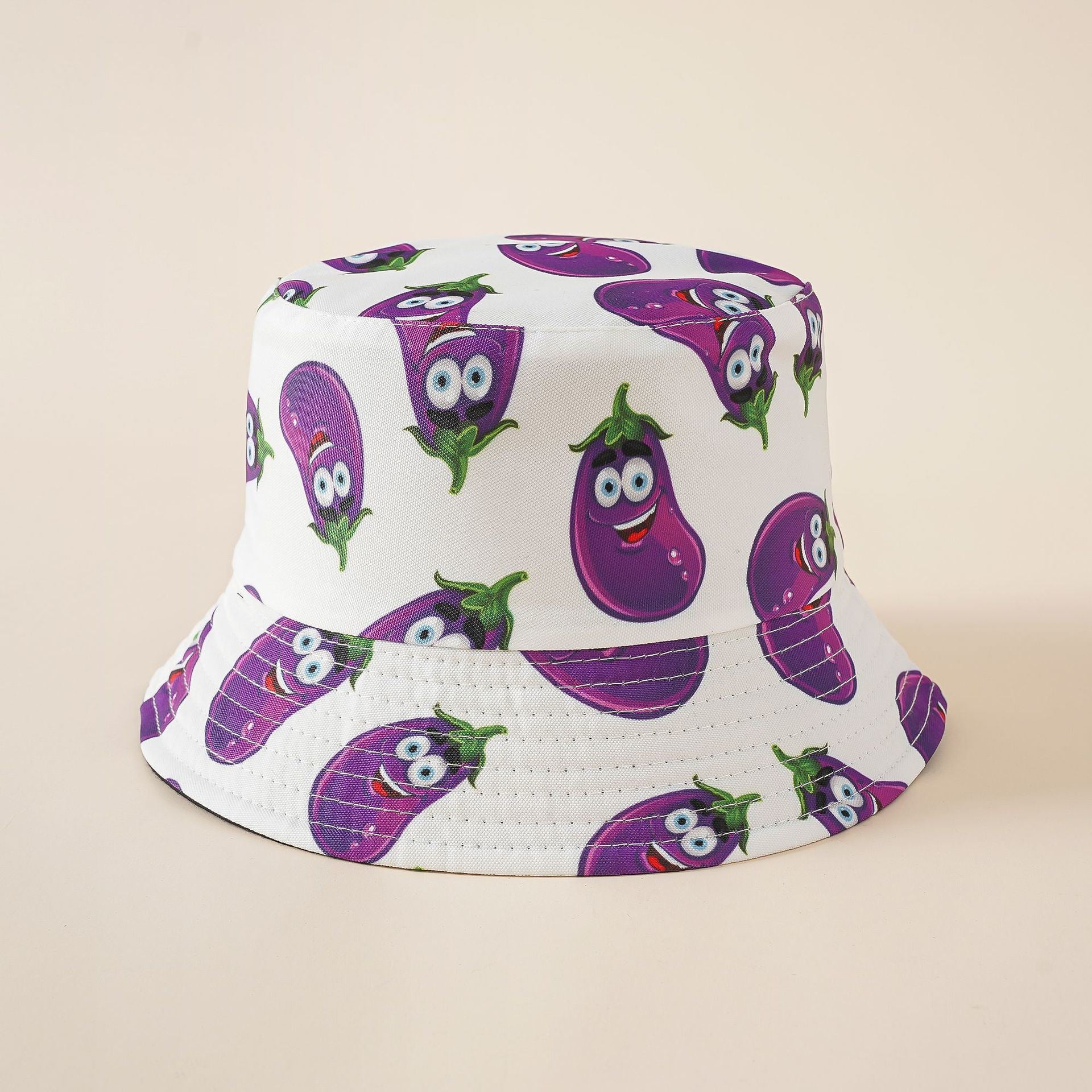 fisherman hat vegetable eggplant pattern hat tide double-sided wear European and American creative basin hat cover face breathable hat cartoon