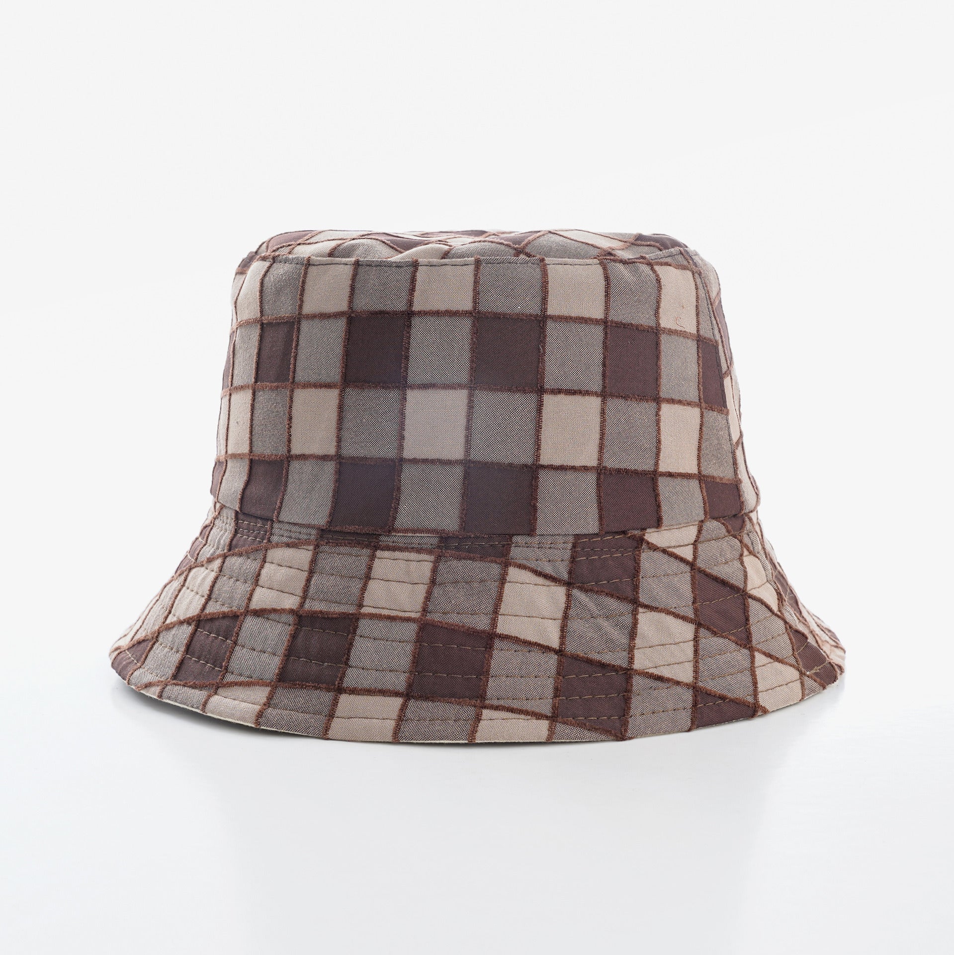 Hat women's trendy double-sided plaid fisherman hat casual basin hat summer sunshade good-looking fisherman hat