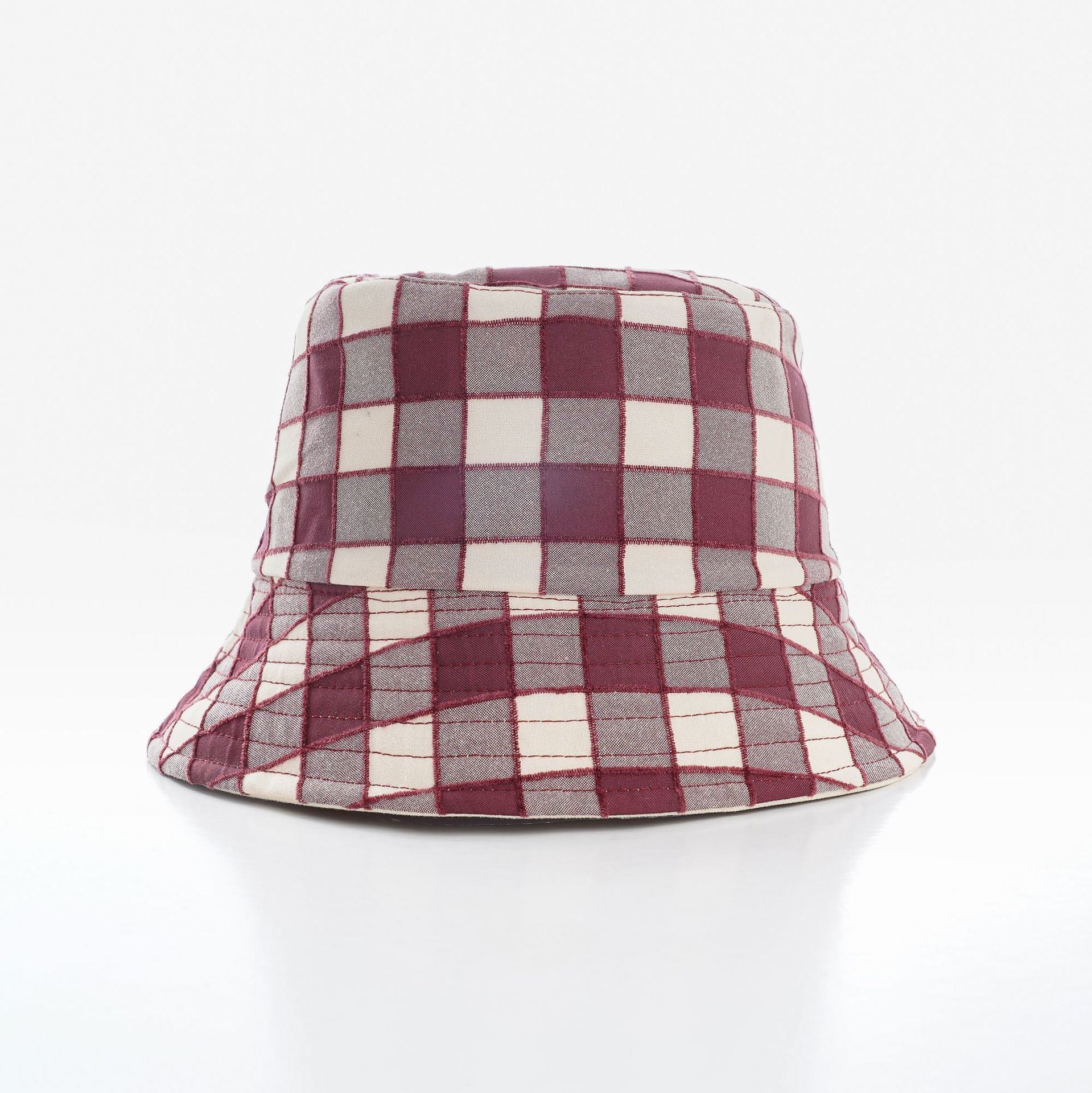 Hat women's trendy double-sided plaid fisherman hat casual basin hat summer sunshade good-looking fisherman hat