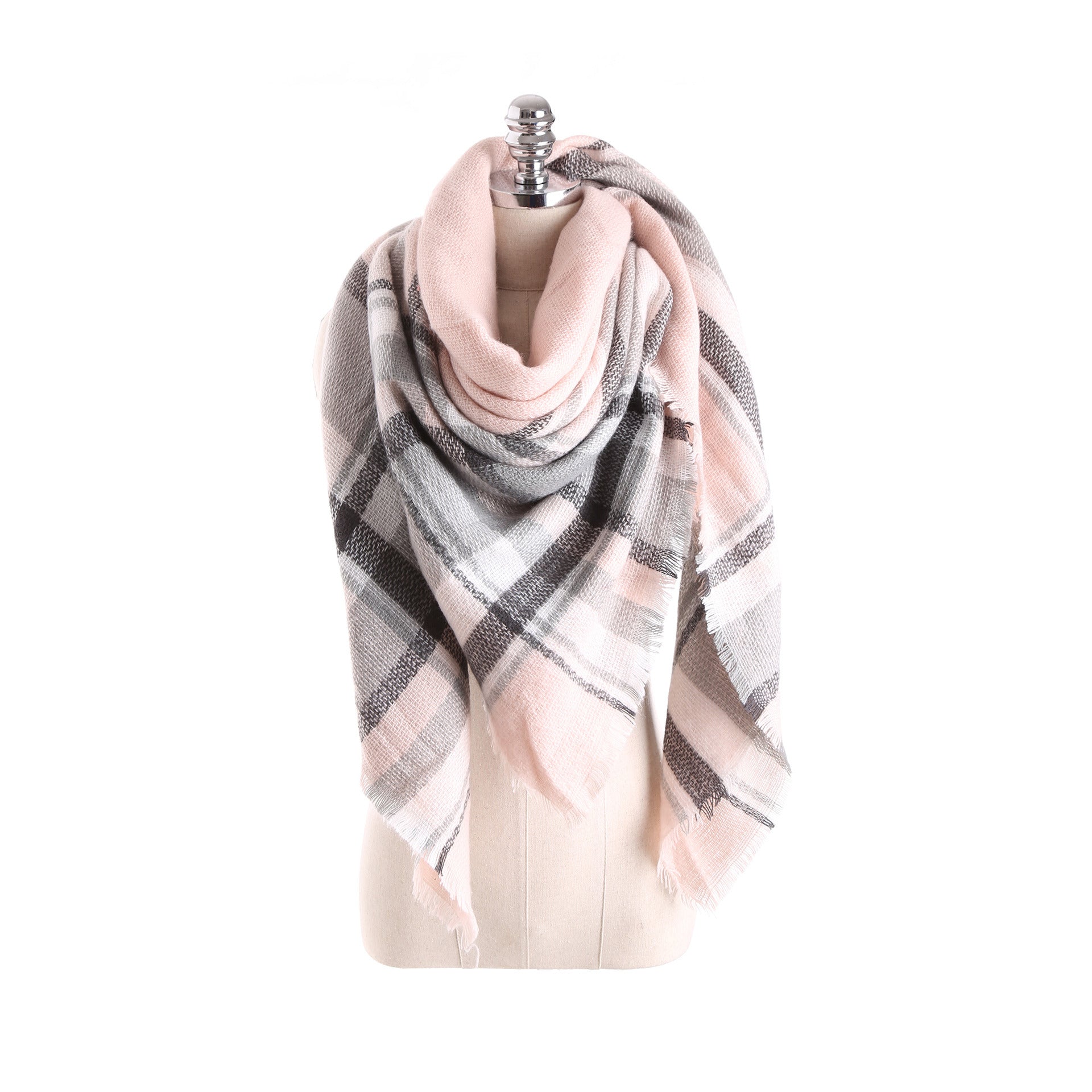 Winter dual-use long shawl British plaid contrast color imitation cashmere large square